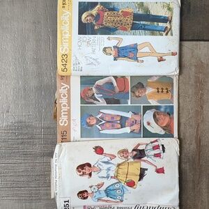 Vintage Simplicity Smock Top , Apron , Hat , Vest Patterns Lot Of 3